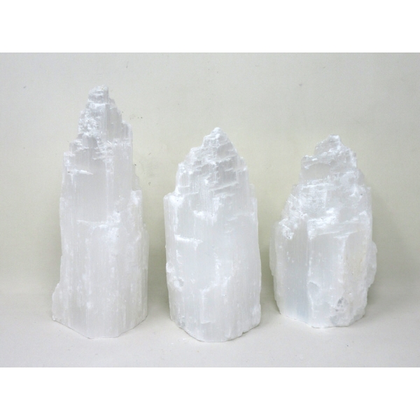 3 Selenite Crystal Healing Towers - Tallest is 7"