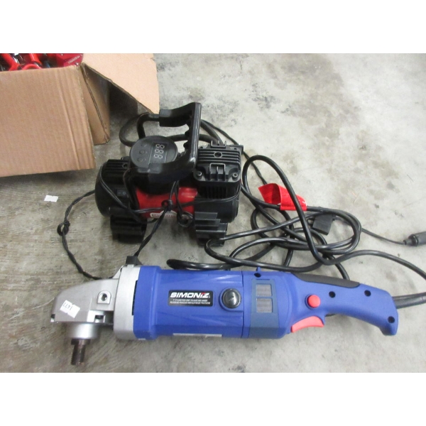 Simoniz Angle Grinder & MotoMaster Mini Compressor