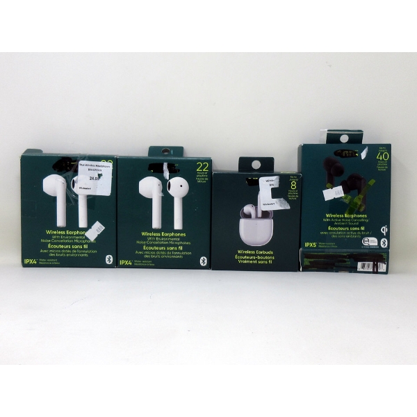 3 Wireless Earphones & 1 Earbuds by Onn