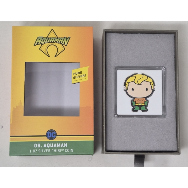 1 Oz .999 Silver 2021 DC Aquaman Chibi Coin 