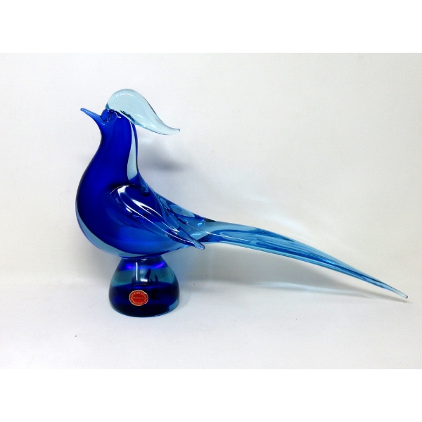Mid-Century Italian Murano Blue Art Glass Bird 