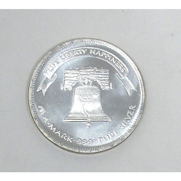 1 Oz .999 Silver Liberty/Bell A-Mark Round 