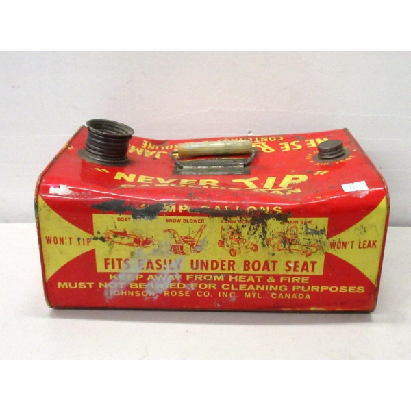 Vintage "Never Tip" Metal Boat Gas Can