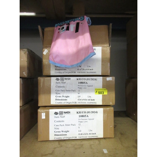 3 Cases of 12 New Puppy Love Tank Tops for Dogs