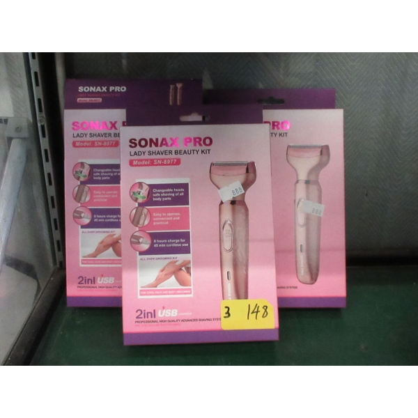 3 New Sonax Pro 2-in-1 Lady Shaver Beauty Kits