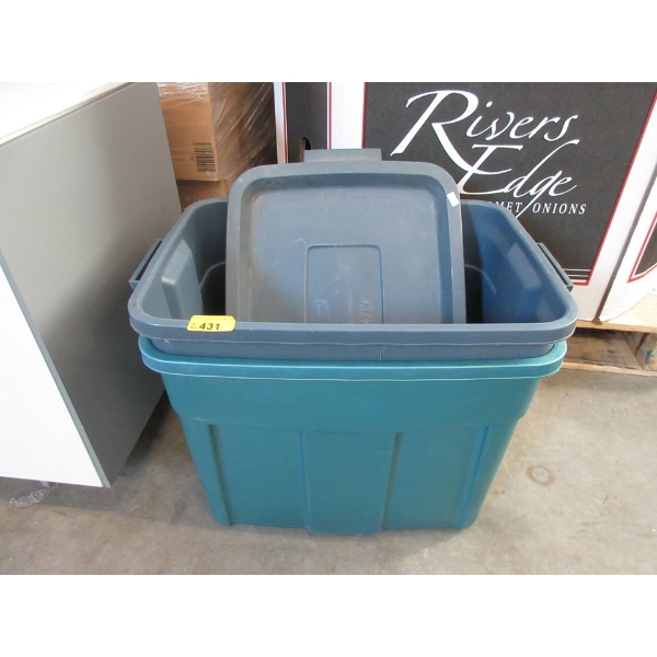 2 Large Totes with 1 Lid - Preowned - As Is