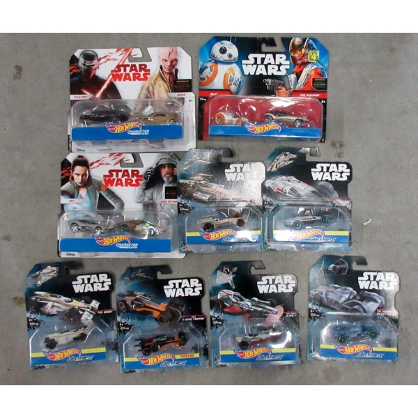 9 Piece Lot of Hot Wheels Star Wars Cars