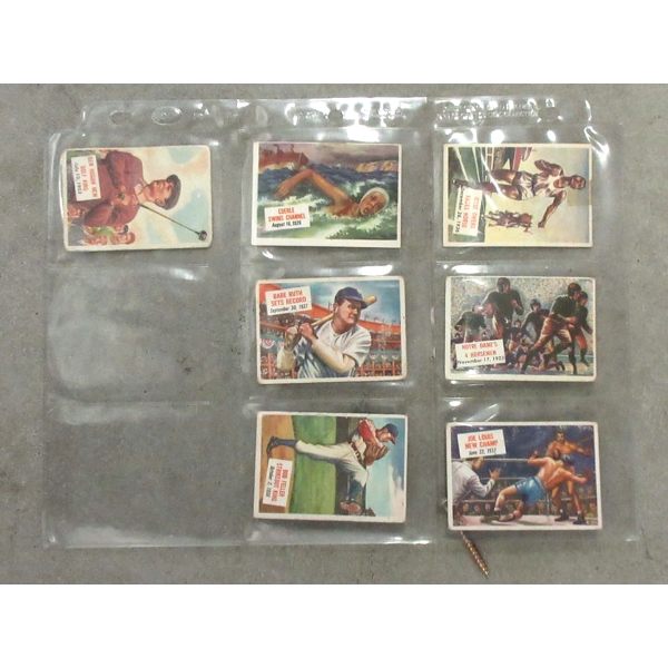 Seven 1954 Topps Scoop Trading Cards