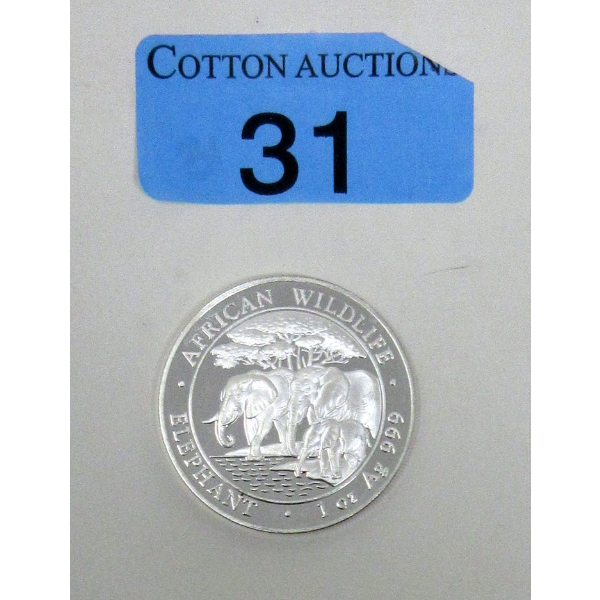 1 Oz .999 Silver 2013 African Wildlife Elephant Coin 
