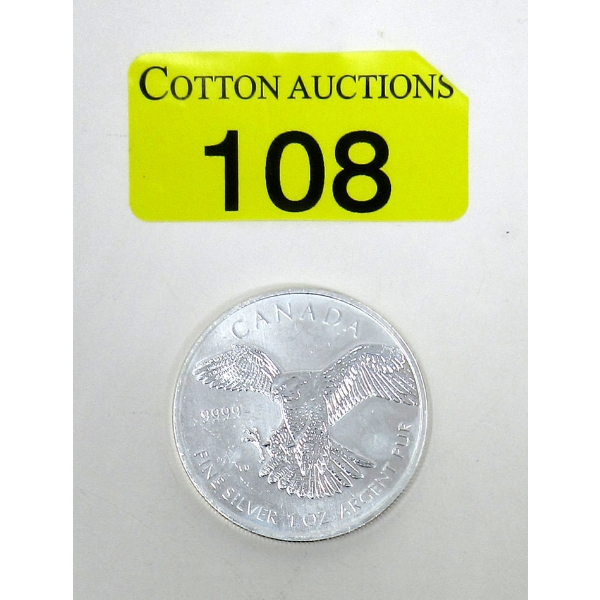 1 Oz .9999 Silver 2014 Peregrine Falcon Coin