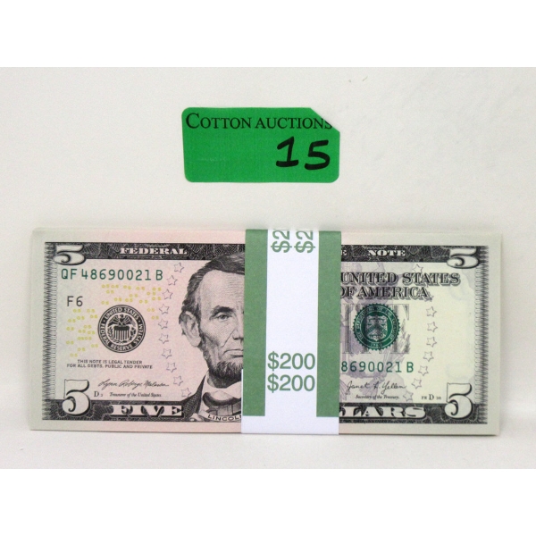 40 x $5 USD Uncirculated Bundle 