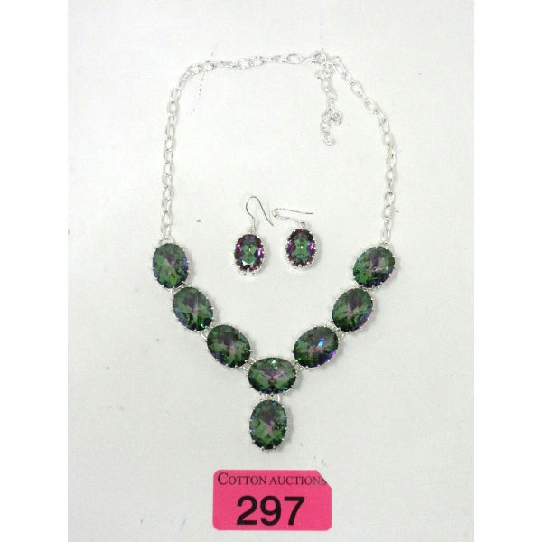 Mystic Topaz Large Stone Necklace & Earrings