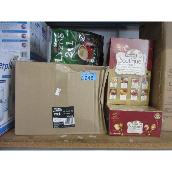 Case of Lyon's Coffee & 2 Boxes of Lollipops 