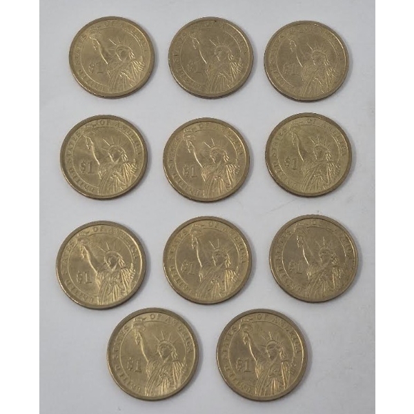 11 x 2007 U.S. $1 Presidential Dollar Coins