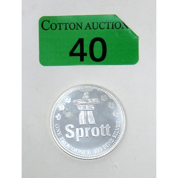 1 Oz .999 Silver Canada SPROTT Inukshuk Round 