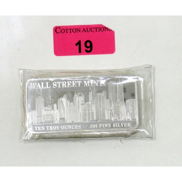 10 Oz .999 Silver Twin Tower Wall Street Mint Bar 