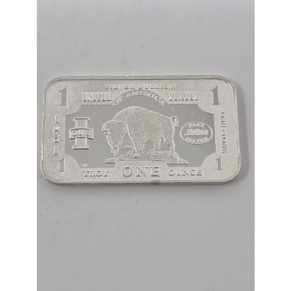 1 Oz .999 Silver Buffalo USA Bar