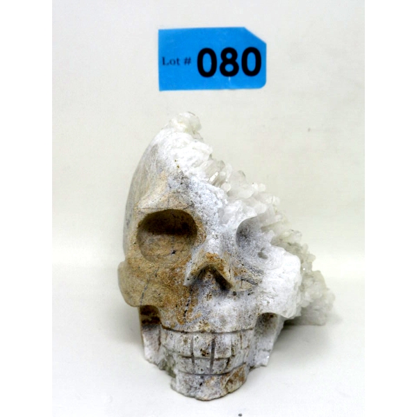 3D Artist Hand Carved Crystalized Quartz Skull    