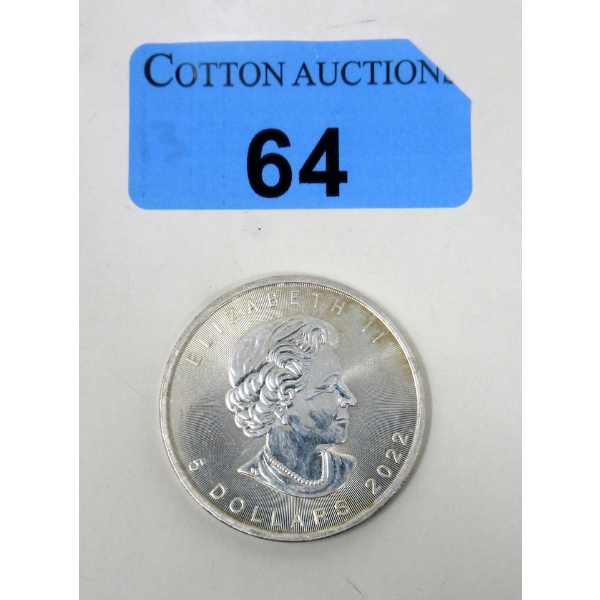 1 Oz .9999 Silver 2022 Canada Maple Leaf Coin 