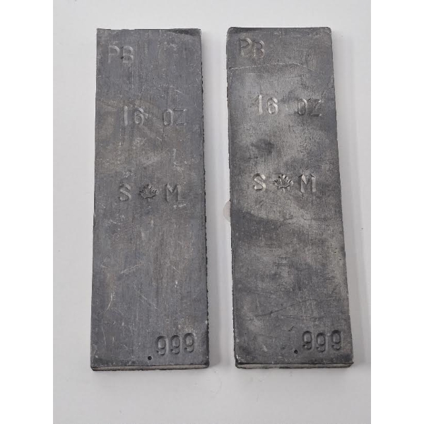 2 x 16 Oz .999 Fine Lead Sasquatch Metal Mint Bars