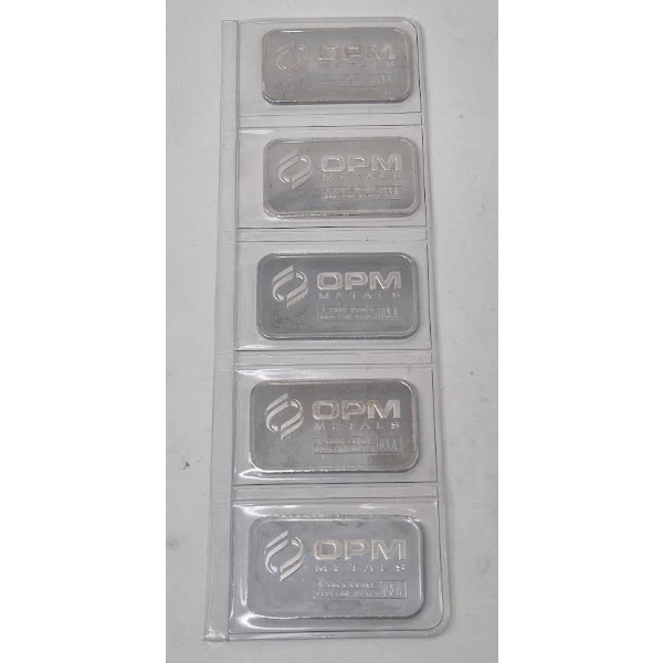 Uncut Sheet 5 x 1 Oz .999+ Silver OPM Metals Bars