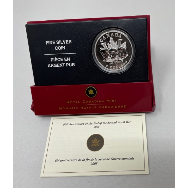 1 Oz .9999 Silver 2005 End of the Second World War Coin