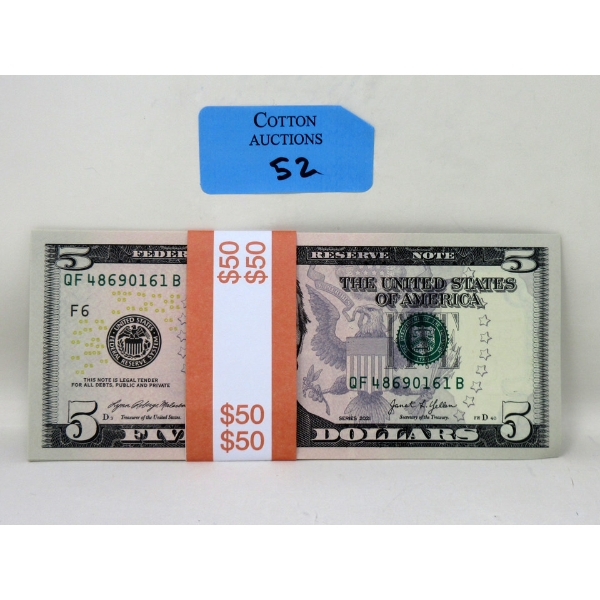 10 x $5 USD Uncirculated Sequential Numbered Bundle 