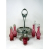 Image 2 : Rogers Bros. Cruet Holder with Ruby Glass Cruet Set