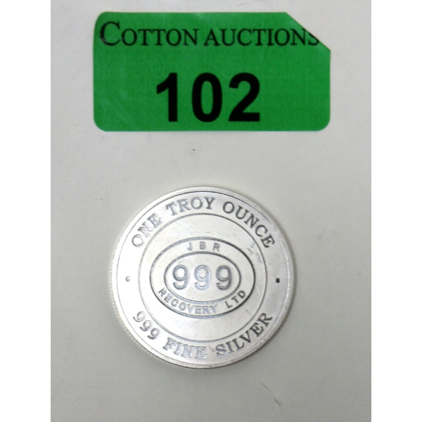 1 Oz .999 Silver JBR Ethically Sourced Round 