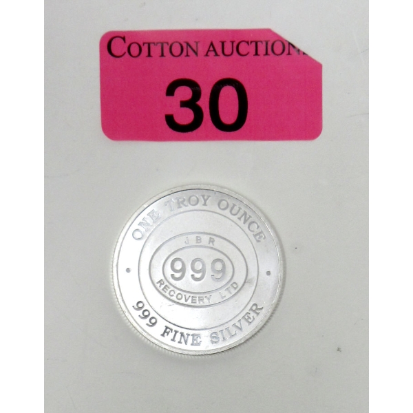 1 Oz .999 Silver JBR Ethically Sourced Silver Round 