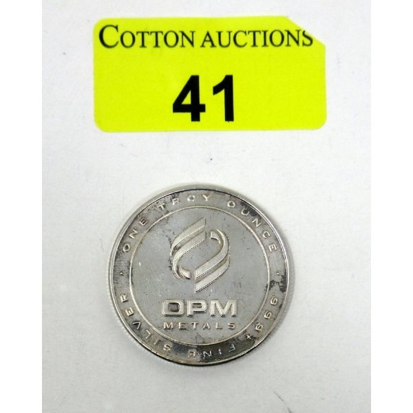 1 Oz .999+ Silver OPM Round 