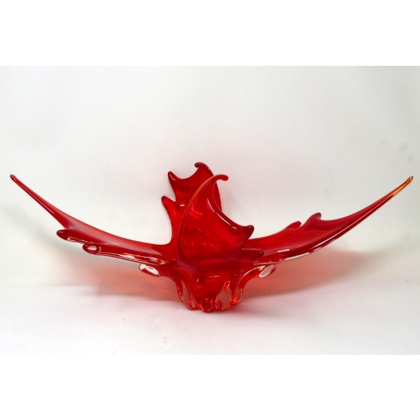MCM Red Canadian Art Glass Antler Bowl