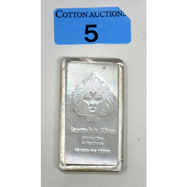 10 Oz .999 Silver Scottsdale Lion Stackable Bar 
