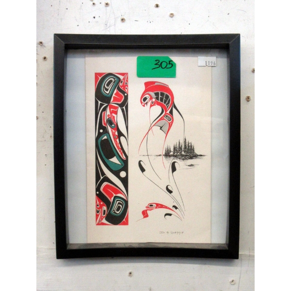 Danny Dennis Framed Haida Art Card - Freedom