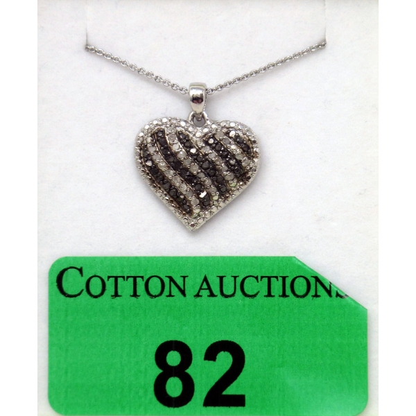 Half Carat Black & White Diamond Heart Pendant 