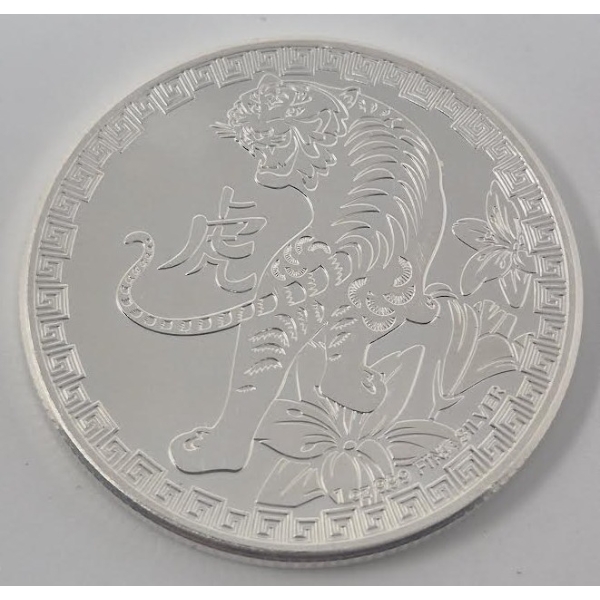1 Oz .999 Silver 2022 Tiger Coin 