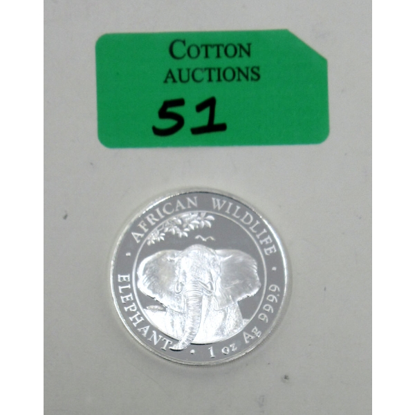 1 Oz .9999 Silver African Wildlife Elephant Coin 