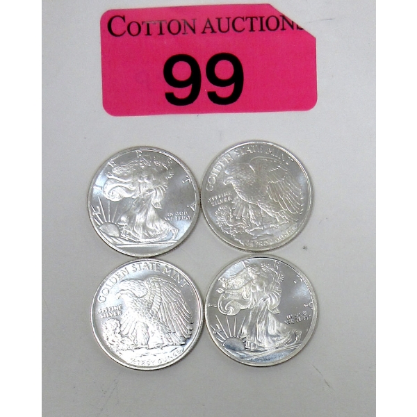 4 x 1/4 Oz .999 Silver Walking Liberty Rounds