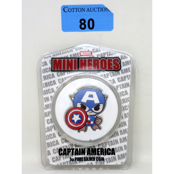 1 Oz .999 Silver 2021 Marvel Mini Heroes: Captain America Coin 