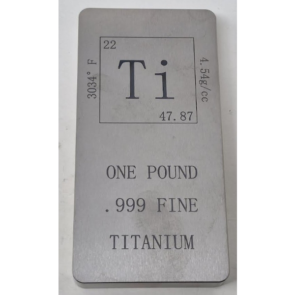 1 Pound .999 Fine Titanium Bar