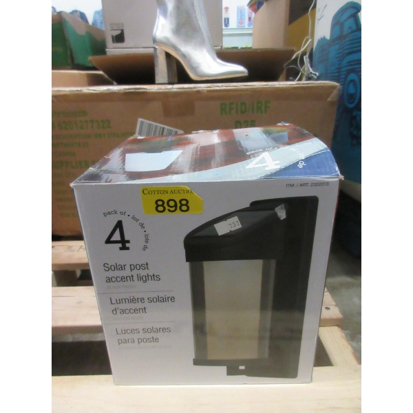 Pack of 4 Solar Post Accent Lights - Black Finish