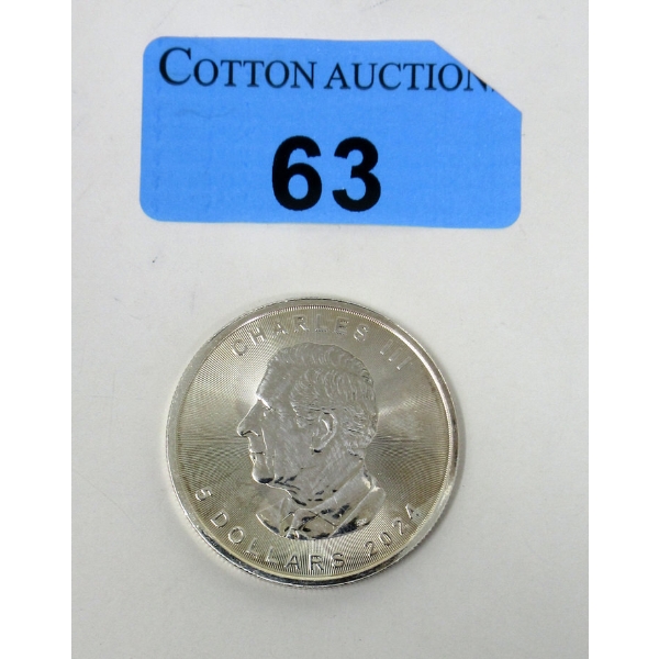1 Oz .9999 Silver 2024 Canada Maple Leaf Coin 
