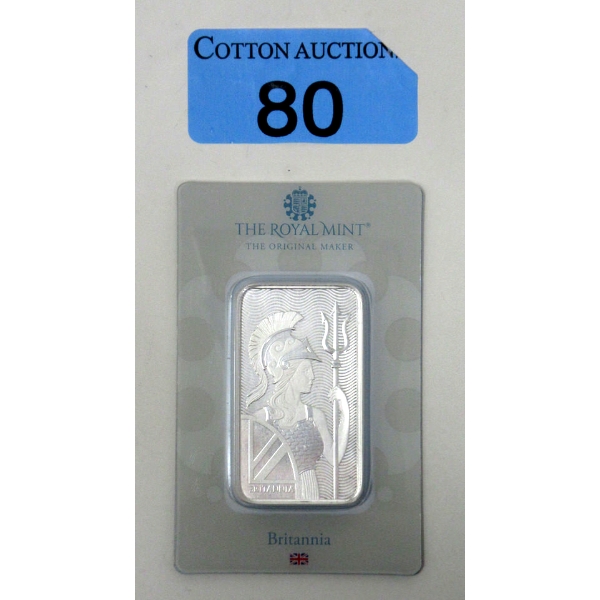 100 Gram .999 Silver Royal Mint Britannia Bar 