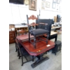 Image 1 : 1930s Walnut Trestle Table w/ 4 Chairs & 2 Leaves
