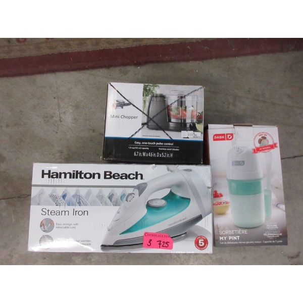 Pint Ice Cream Maker, Steam Iron and Mini Chopper