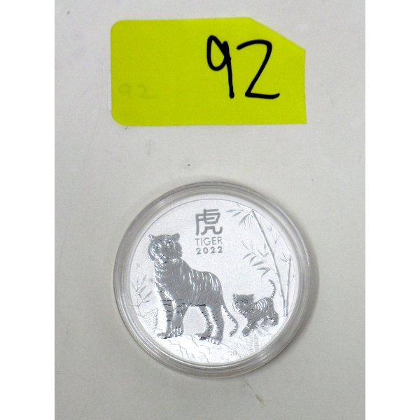 1 Oz .9999 Silver 2022 Year of the Tiger Coin 