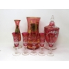 Image 1 : 8 Vintage Cranberry Crystal & Glass Pieces