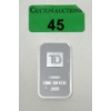 Image 1 : 1 Oz .999 Silver TD Bank Investor Bar 