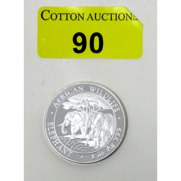 1 Oz .999 Silver 2013 Africa Wildlife Elephant Coin 