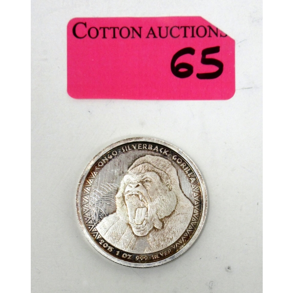 1 Oz .999 Silver CONGO Silverback Gorilla Coin 